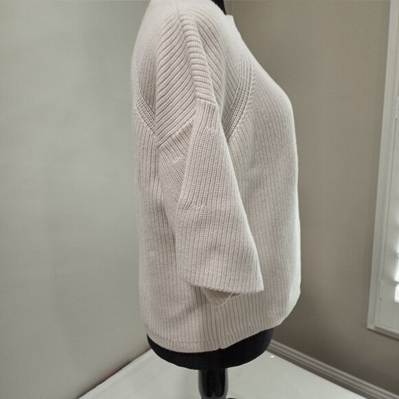 LOFT CREAM KNIT WITH FLARED SHORT SLEEVE SWEATER WOMEN SIZE XL - Picture 7 of 10